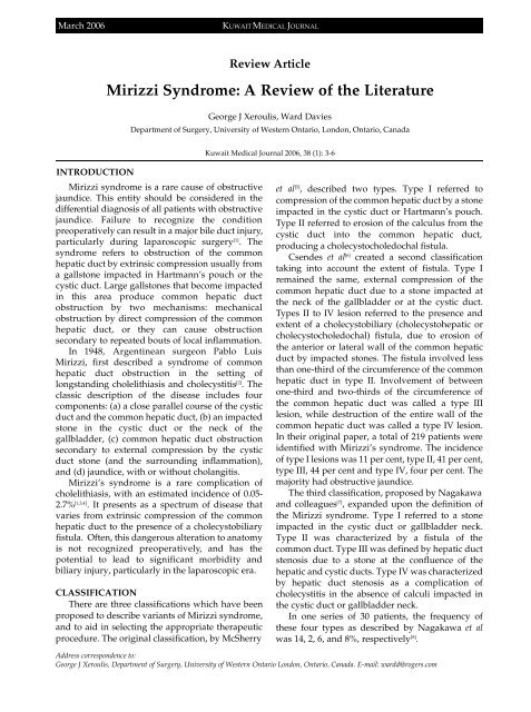 Mirizzi Syndrome: A Review of the Literature