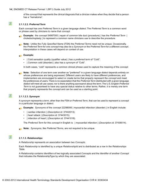 SNOMED CT® Release Format 1 (RF1) Guide - ihtsdo