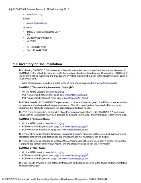 SNOMED CT® Release Format 1 (RF1) Guide - ihtsdo