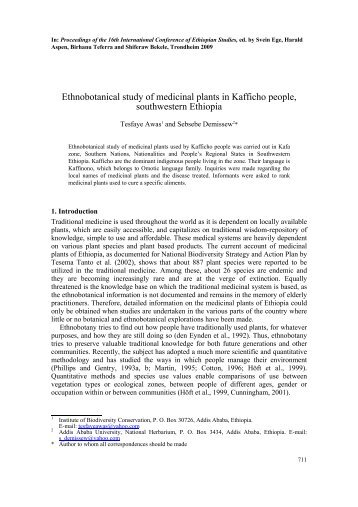 Ethnobotanical study of medicinal plants in Kafficho people - portal svt