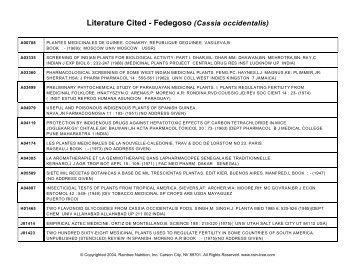 Literature Cited - Fedegoso - Raintree Nutrition, Inc