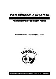 Plant taxonomic expertise - SABONET