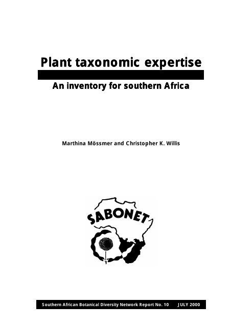 Plant taxonomic expertise - SABONET