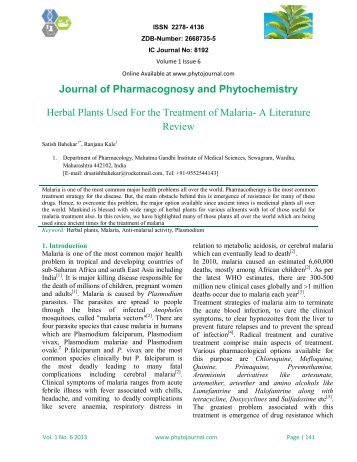 Journal of Pharmacognosy and Phytochemistry Herbal Plants Used ...