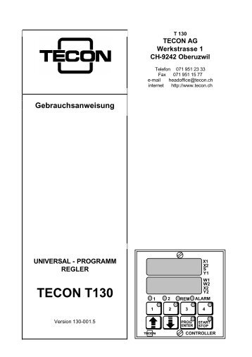 PROGRAMM REGLER TECON T130 - Tecon AG