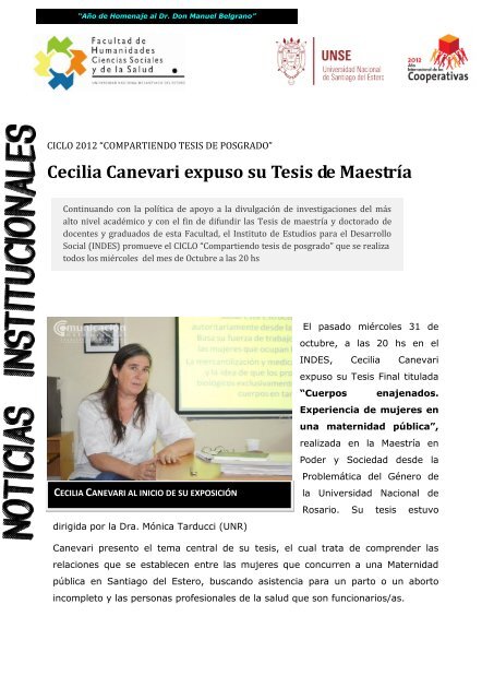 Cecilia Canevari expuso su Tesis de Maestría - Facultad de ...