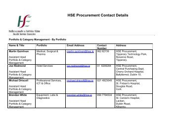 HSE Procurement Contact Details for Market/Supply Base