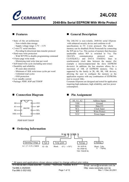 24LC02 - Datasheet Catalog