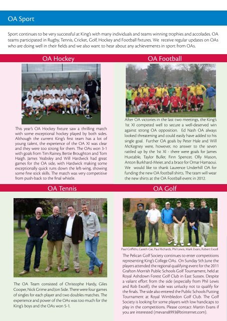 edian Alur Old Club News - King's College, Taunton