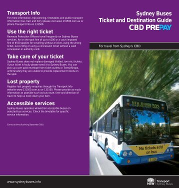 CBD Ticket and Destination guide - Sydney Buses