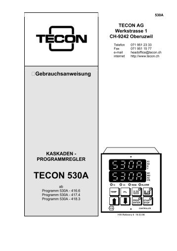 PROGRAMMREGLER TECON 530A - Tecon AG