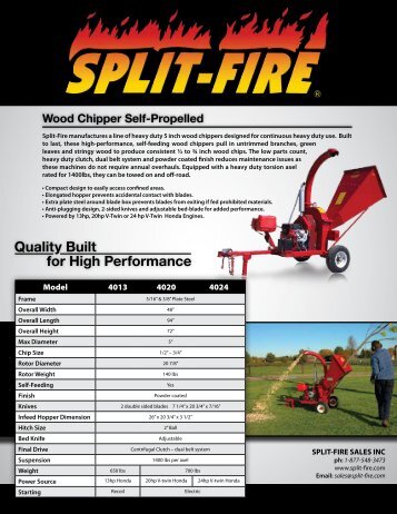 Wood Chipper Self-Propelled - Split-Fire Sales Inc.