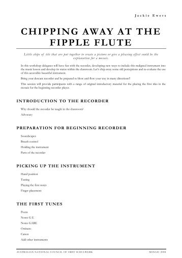 CHIPPING AWAY AT THE FIPPLE FLUTE