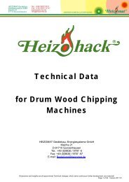 Technical Data for Drum Wood Chipping Machines - Heizomat