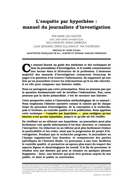 L’enquête par hypothèse : manuel du journaliste d’investigation