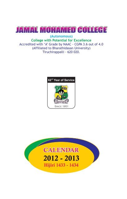 Academic Calendar - Jamal Mohamed College
