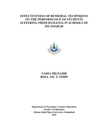 effectiveness of remedial techniques on the performance of students ...