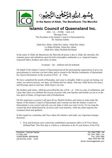 Read the full speech - Crescents of Brisbane