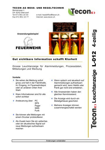 Leuchtanzeige L-012 4-zeilig - Tecon AG