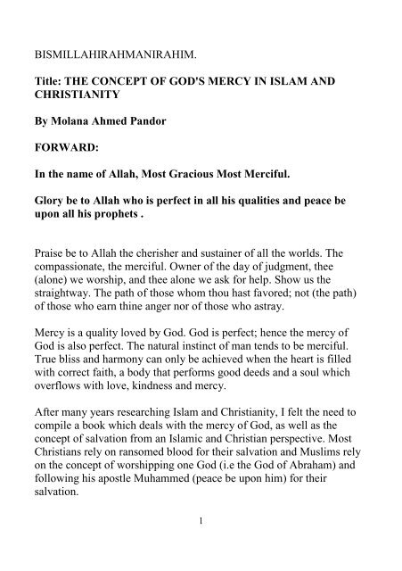 Concept of Gods Mercy in Islam & Christianity - IPCI