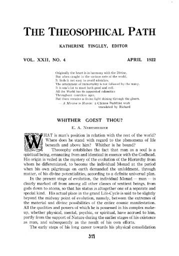 Number 4 — April 1922 - The Theosophical Society