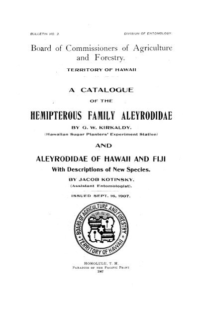 HEMIPTEROUS FAMILY ALEYRODIDAE - Hawaii Biological Survey