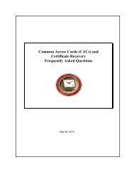 Common Access Card (CAC) and Certificate Recovery FAQ
