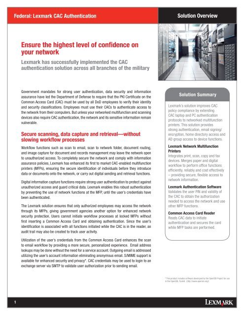 Download the CAC Authentication Solution Overview - Lexmark