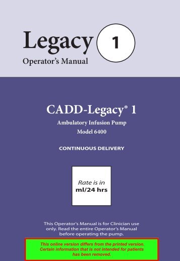 CADD Legacy 1 (6400) User Manual