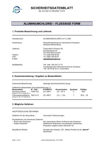 SICHERHEITSDATENBLATT - Tessenderlo Schweiz AG