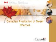 Canadian Production of Sweet Cherries