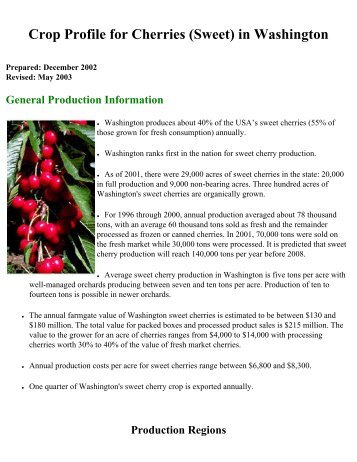Crop Profile for Cherries (Sweet) - Regional IPM Centers