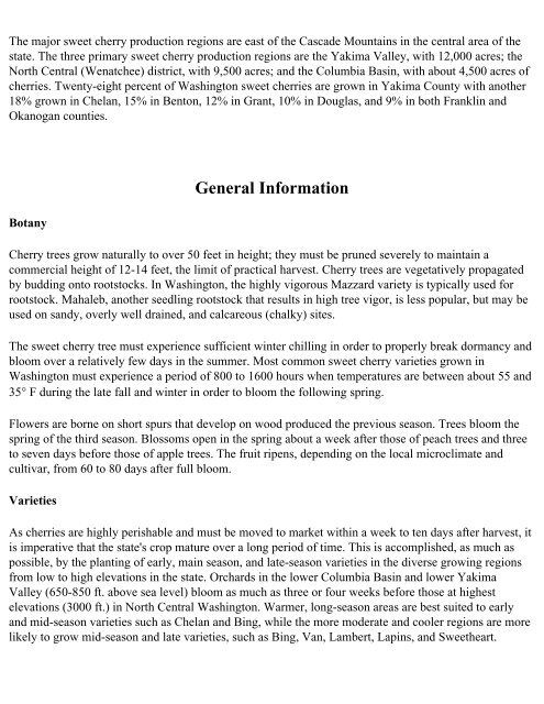 Crop Profile for Cherries (Sweet) - Regional IPM Centers