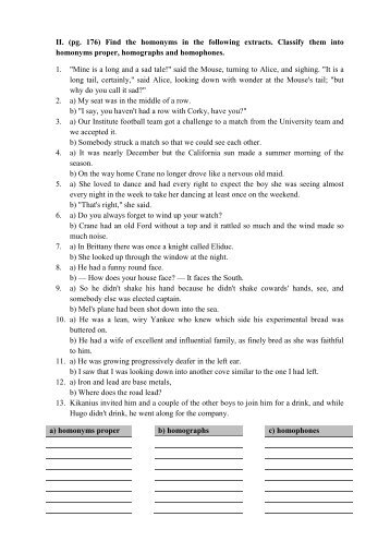 II. (pg. 176) Find the homonyms in the following extracts ... - Ally.Ru