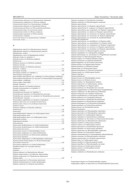 ÍNDICE TAXONÓMICO TAXONOMIC INDEX