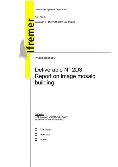2D image mosaic building 2D3 - Ifremer