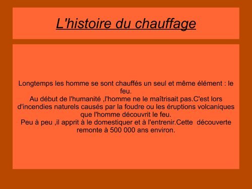 L'histoire du chauffage