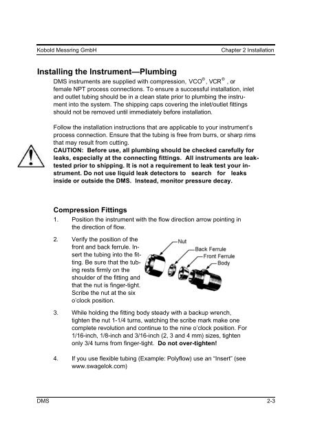 Operating Instructions for Digital Mass Flow Meter and Controller Model: DMS