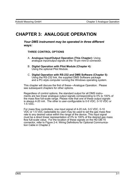 Operating Instructions for Digital Mass Flow Meter and Controller Model: DMS