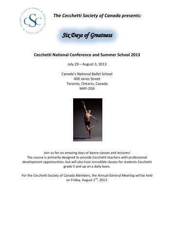 The Cecchetti Society of Canada presents: 