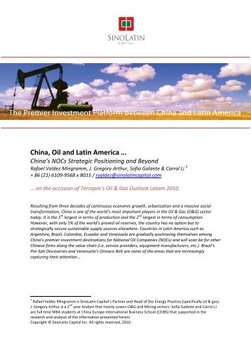 China, Oil and Latin America … - SinoLatin Capital
