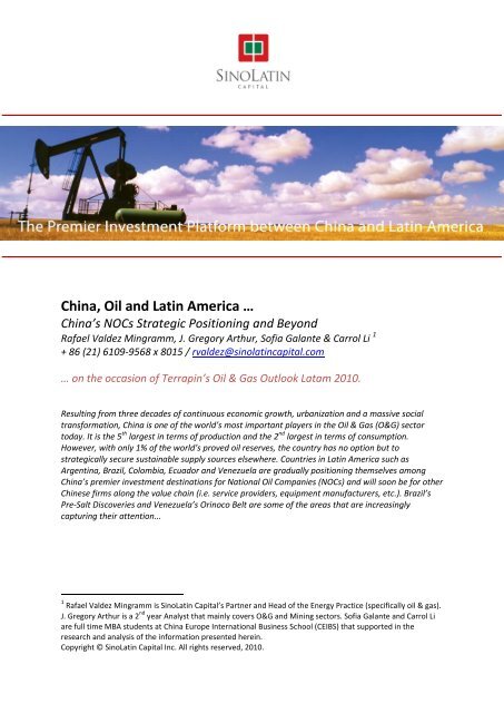 China, Oil and Latin America … - SinoLatin Capital