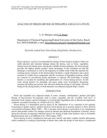 ANALYSIS OF FREEZE-DRYING OF PINEAPPLE AND GUAVA ...