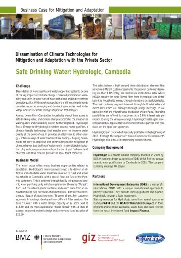 Safe Drinking Water: Hydrologic, Cambodia - GIZ