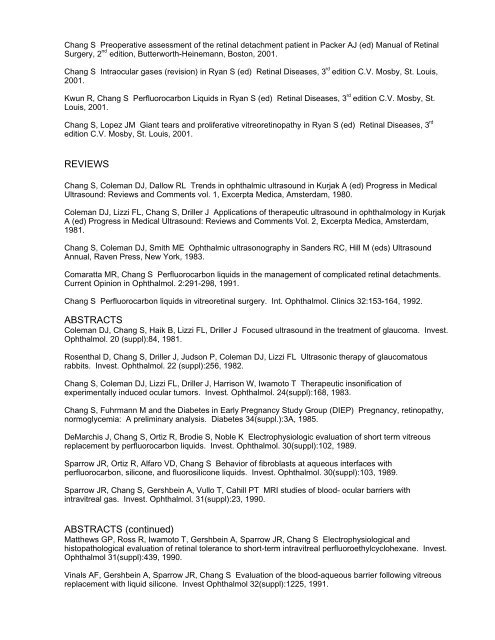 curriculum vitae stanley chang, md - Columbia University Medical ...