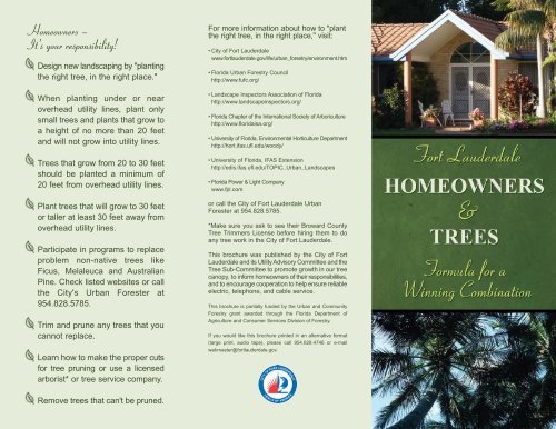 Homeowners & Trees Brochure - City of Fort Lauderdale