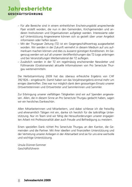 Jahresberichte - Pro Senectute Thurgau - bei Pro Senectute Schweiz