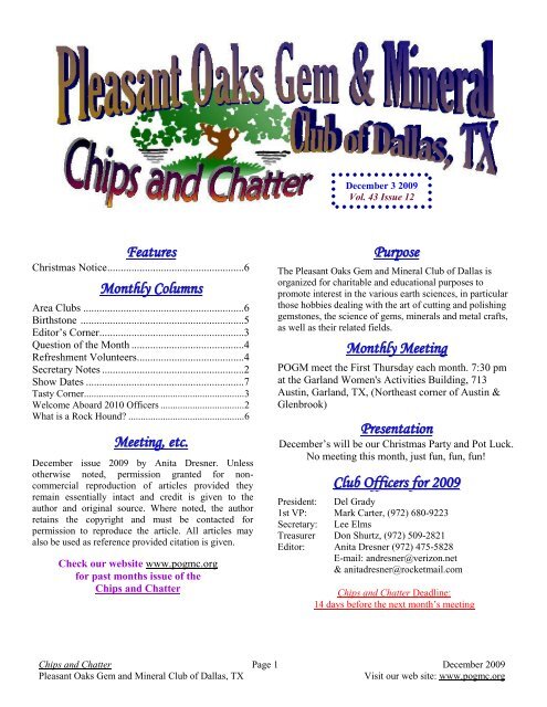 December - Pleasant Oaks Gem and Mineral Club