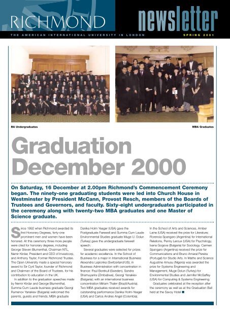 Graduation December 2000 - Richmond - The American ...