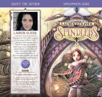 The Spindlers Discussion Guide - Lauren Oliver